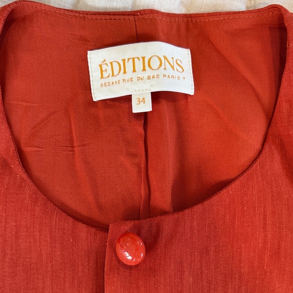 Sezane Rust Red Sleeveless Button Vest & Pleated Skirt Set - Picture 2 of 5